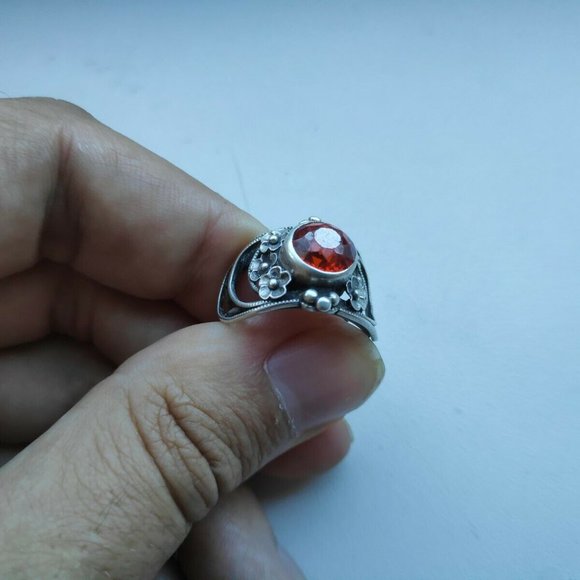 USSR SILVER 875 RING WITH ORANGE SPESSARTINE - Picture 7 of 11
